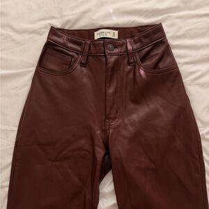 Abercrombie & Fitch Reddish-Brown Faux Leather Pants